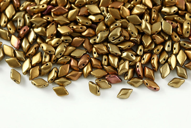 Gemduo 8×5mm Crystal Gold Rainbow 2-Hole Czech Beads