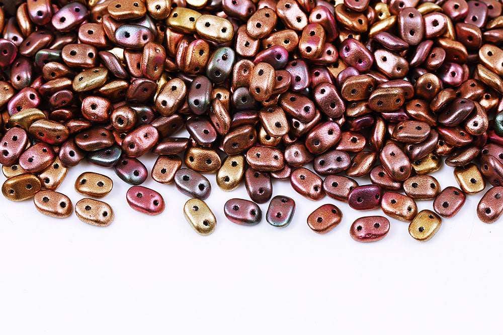 Wave 3×7mm Crystal Violet Rainbow 2-Hole Czech Beads