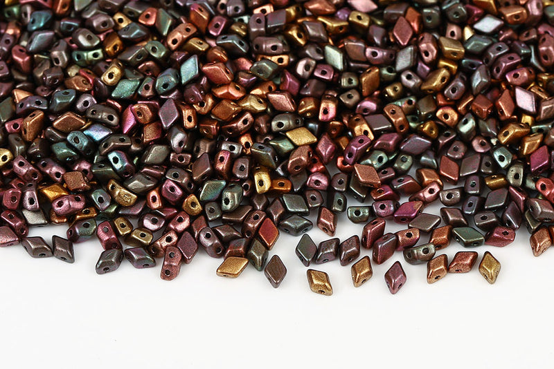 MiniGemduo 6×4mm Crystal Bronze Rainbow 2-Hole Czech Beads