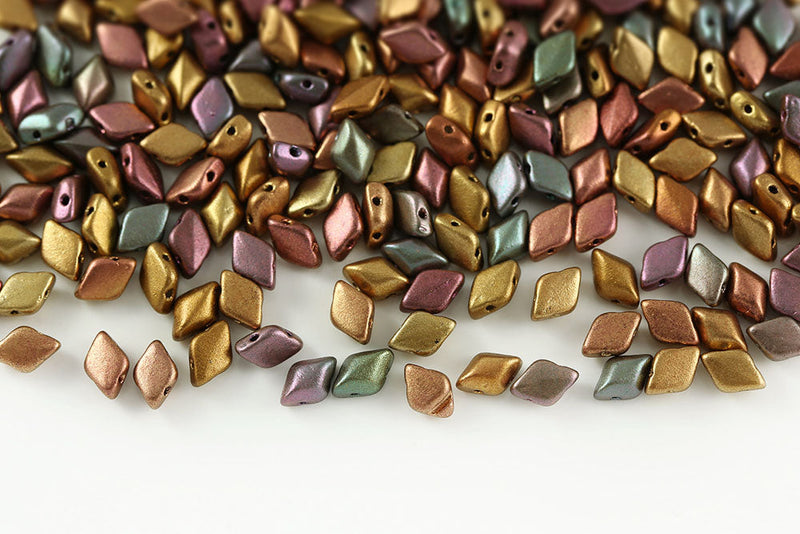 Gemduo 8×5mm Crystal Bronze Rainbow 2-Hole Czech Beads
