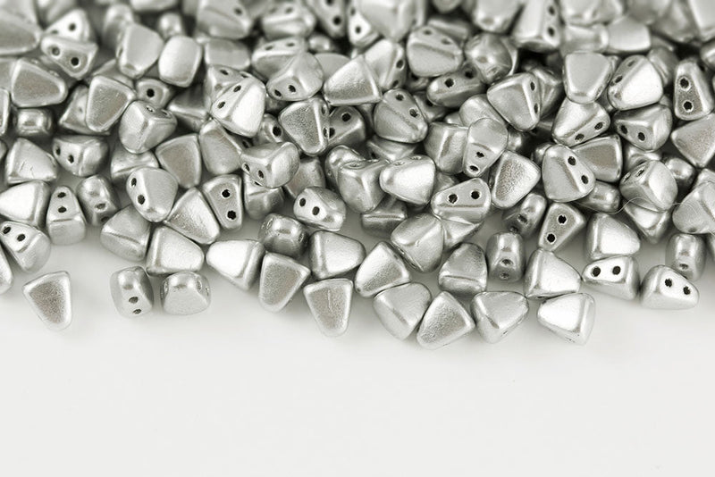 Nib-bit 6×5mm Crystal Vintage Aluminium 2-hole Czech Beads