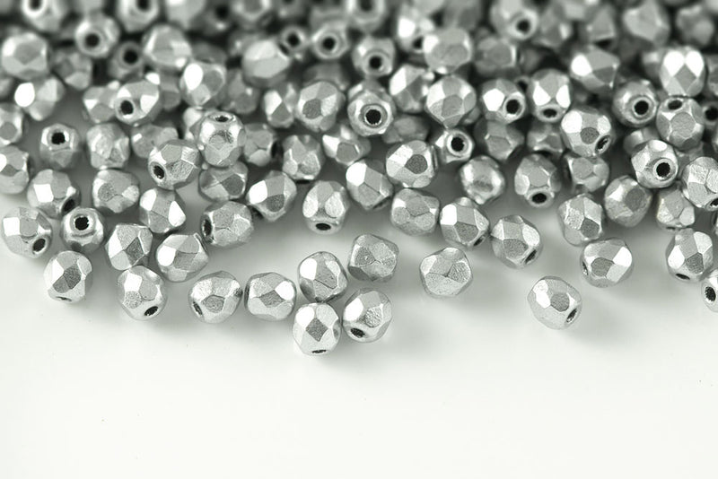 Czech Fire Polished 3mm Crystal Vintage Aluminium Round Beads