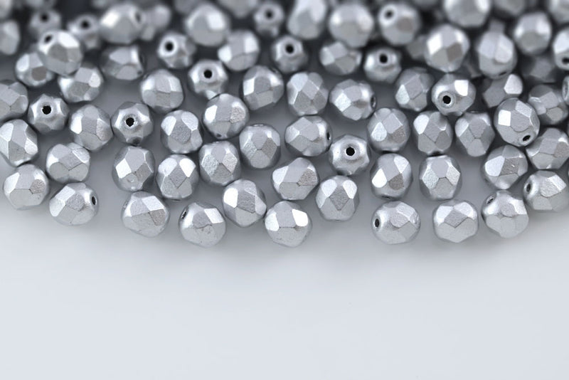 Czech Fire Polished 6mm Crystal Vintage Aluminium Round Beads