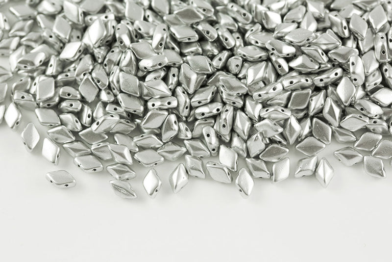 Gemduo 8×5mm Crystal Vintage Silver 2-Hole Czech Beads