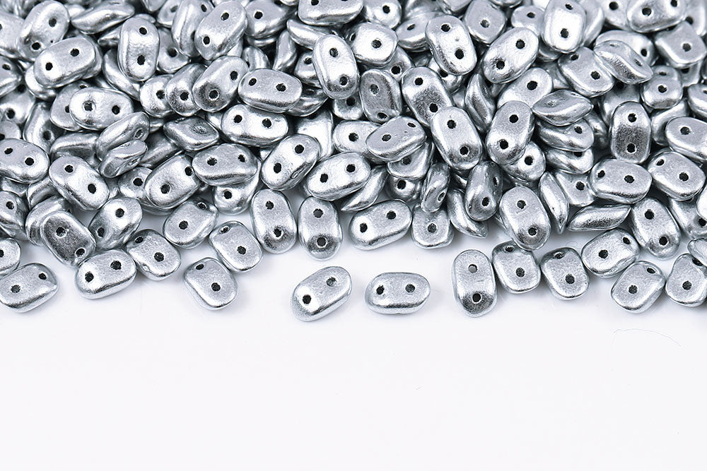 Wave 3×7mm Crystal Vintage Silver 2-Hole Czech Beads