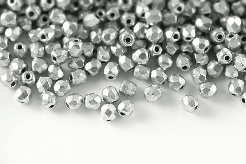 Czech Fire Polished 2.0mm Crystal Vintage Aluminium Round Beads