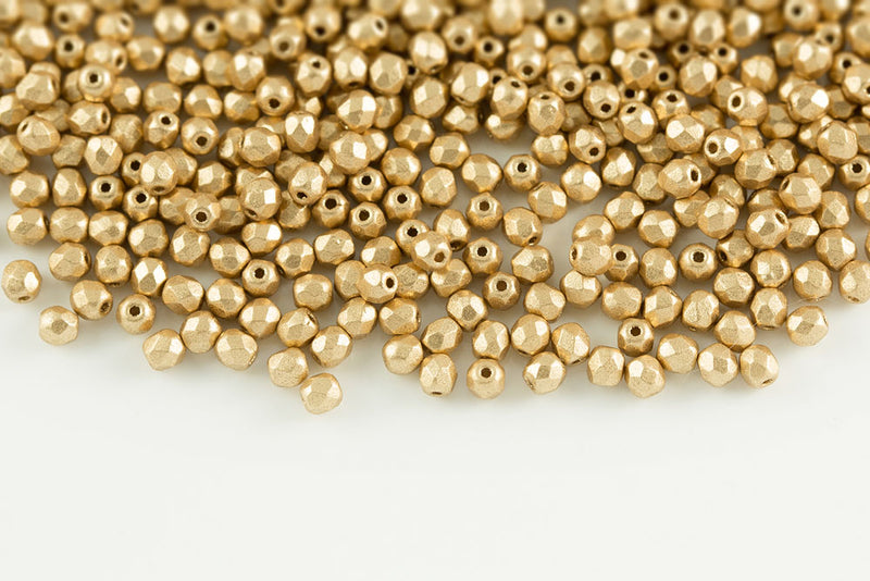 Czech Fire Polished 3mm Crystal Vintage Pale Round Beads
