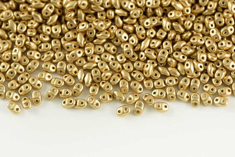 Miniduo 2×4mm Crystal Bronze Pale Gold 2-Hole Czech Beads