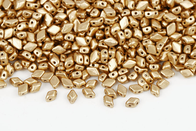 MiniGemduo 6×4mm Crystal Vintage Pale Gold 2-Hole Czech Beads