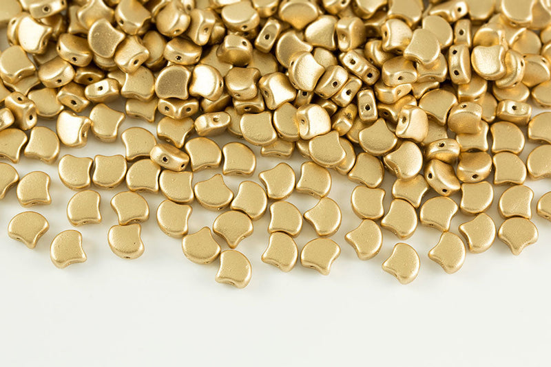 Ginko 7.5×7.5mm Crystal Bronze Pale Gold 2-Hole Czech Beads