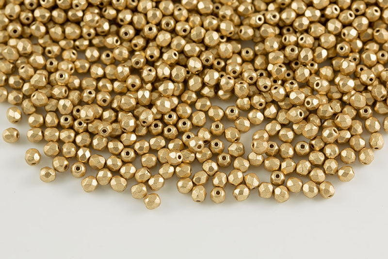 Czech Fire Polished 2.0mm Crystal Vintage Pale Round Beads