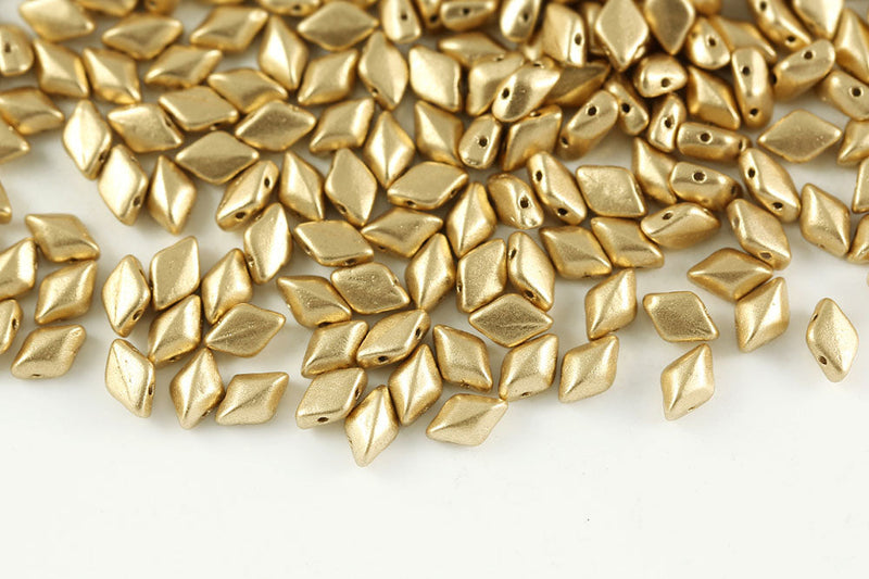 Gemduo 8×5mm Crystal Vintage Pale Gold 2-Hole Czech Beads