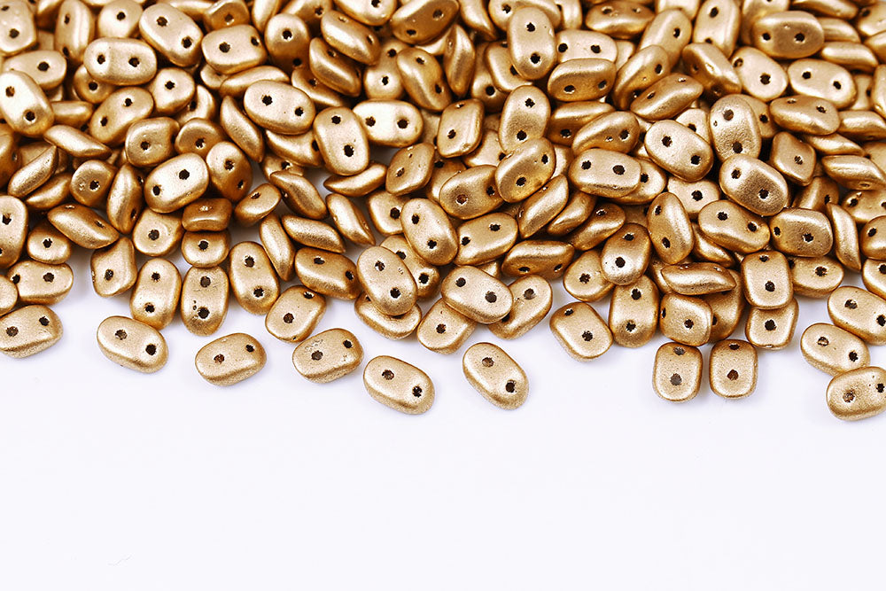 Wave 3×7mm Crystal Bronze Pale Gold 2-Hole Czech Beads