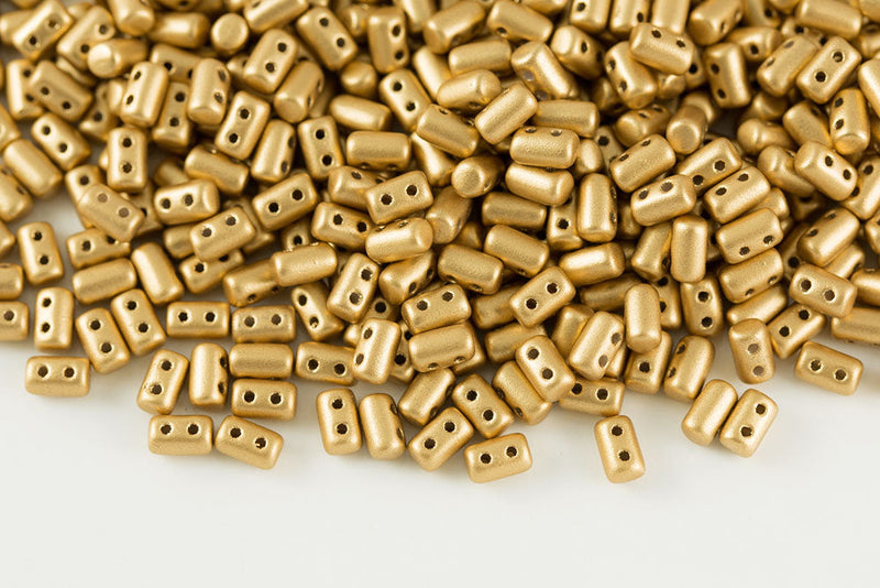 Rulla 5×3mm Crystal Bronze Pale Gold 2-Hole Czech Beads