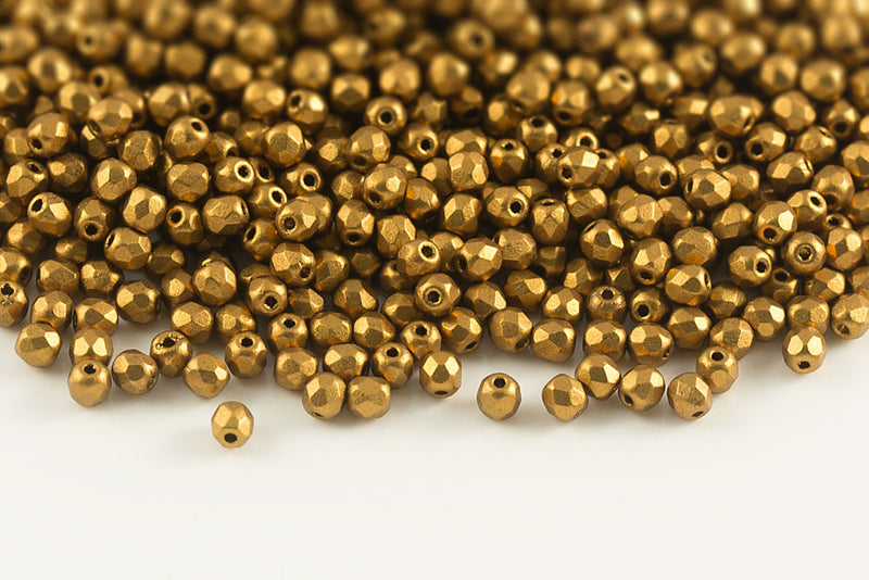 Czech Fire Polished 3mm Crystal Vintage Brown Round Beads