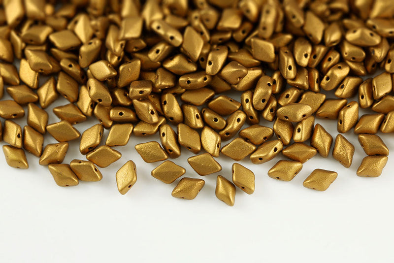 Gemduo 8×5mm Crystal Vintage Old Gold 2-Hole Czech Beads