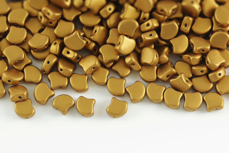Ginko 7.5×7.5mm Crystal Bronze Gold 2-Hole Czech Beads