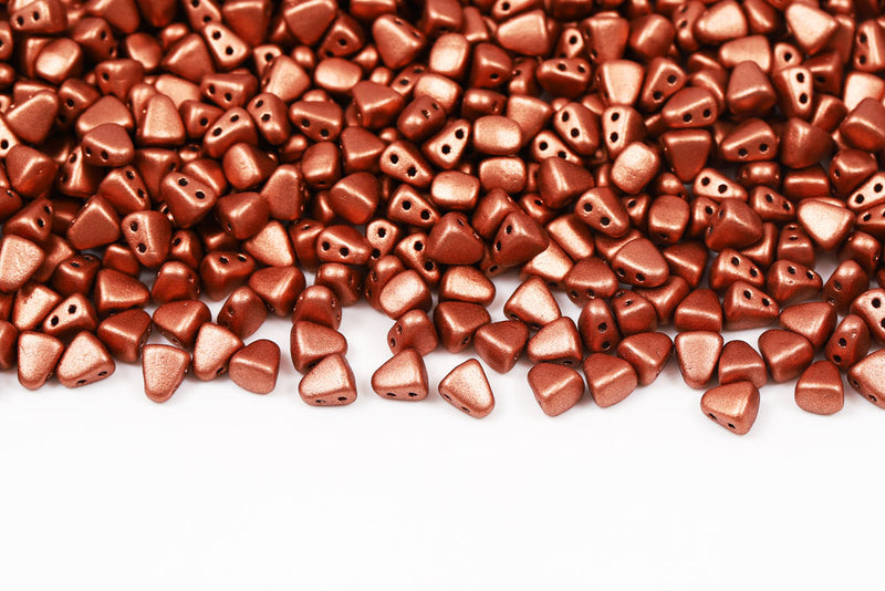 Nib-Bit 6×5mm Crystal Bronze Vintage Copper 2-Hole Czech Beads