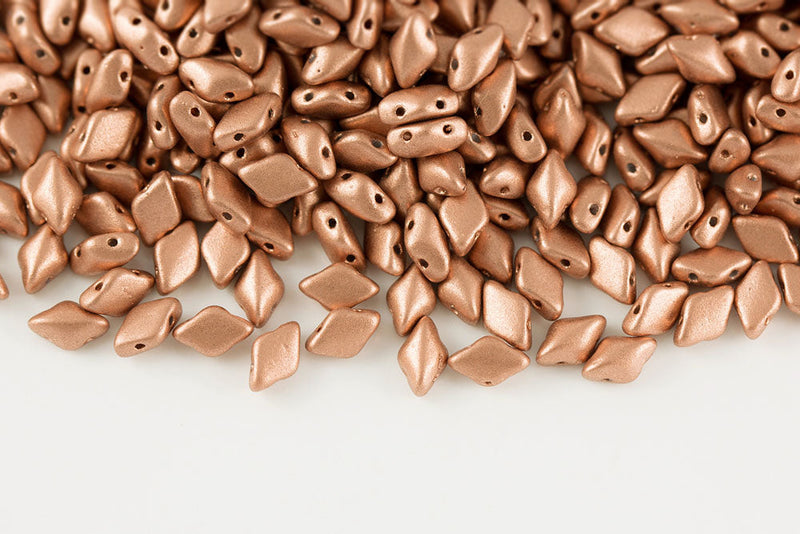 Gemduo 8×5mm Crystal Vintage Copper 2-Hole Czech Beads