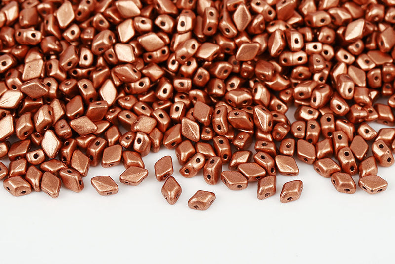 MiniGemduo 6×4mm Crystal Vintage Copper 2-Hole Czech Beads