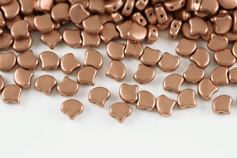 Ginko 7.5×7.5mm Crystal Bronze Copper 2-Hole Czech Beads