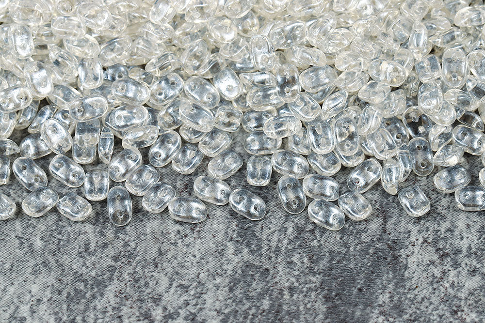 Wave 3×7mm Crystal White Luster 2-Hole Czech Beads