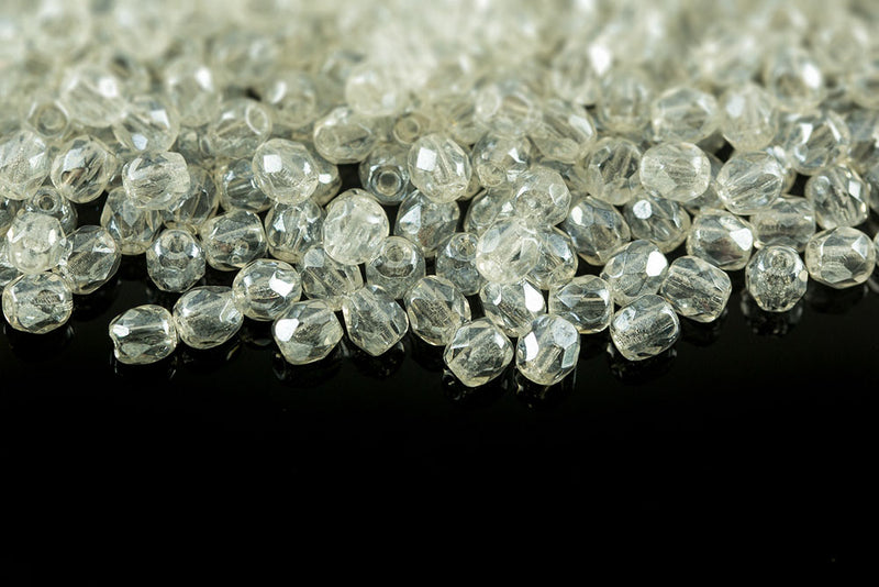Czech Fire Polished 4mm Crystal Luster Round Beads