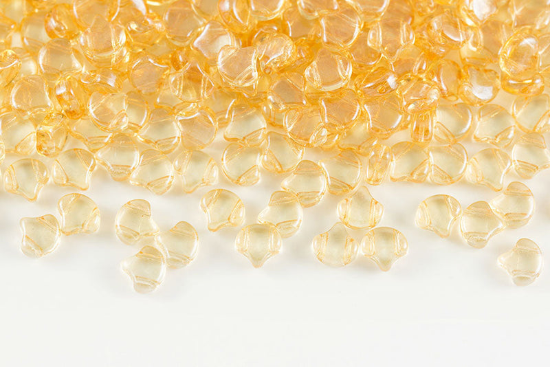 Ginko 7.5×7.5mm Crystal Orange Luster 2-Hole Czech Beads