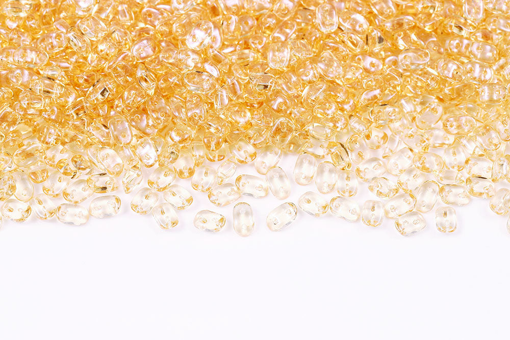 Wave 3×7mm Crystal Orange Luster 2-Hole Czech Beads