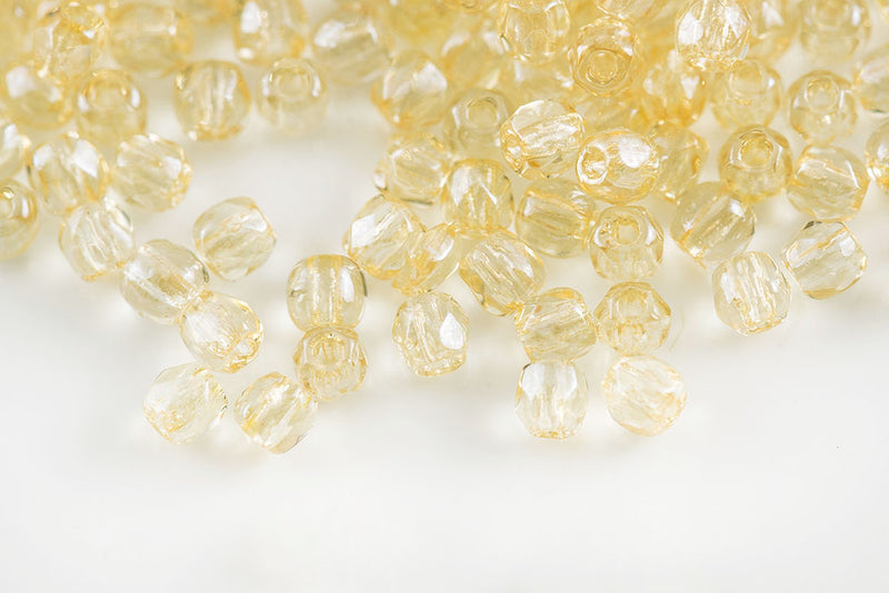 Czech Fire Polished 2.0mm Crystal Orange Luster Round Beads