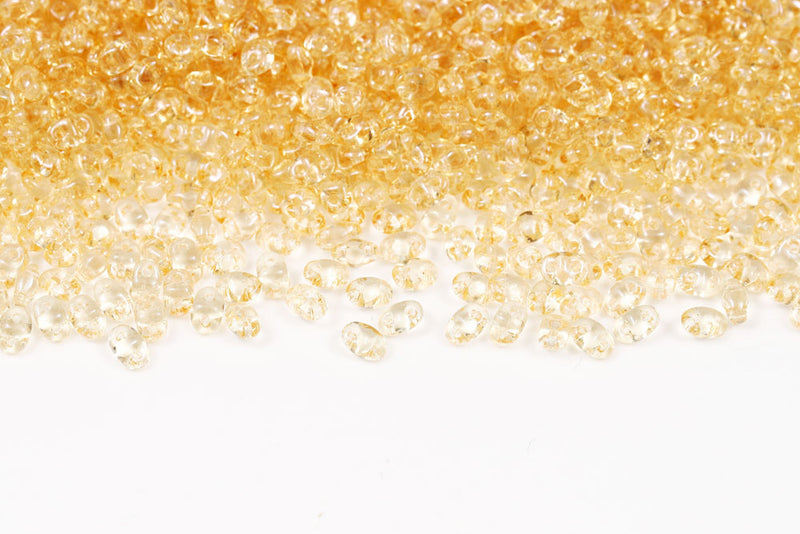Miniduo 2×4mm Crystal Orange Luster 2-Hole Czech Beads
