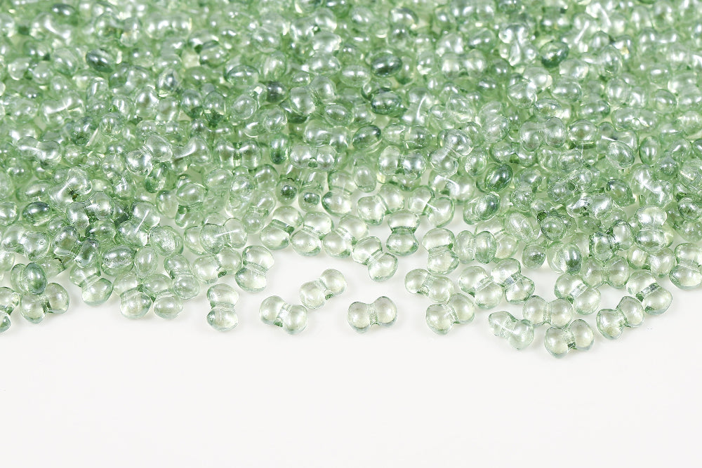 Butterfly 4x6 mm Crystal Green Luster 1-Hole Czech Beads