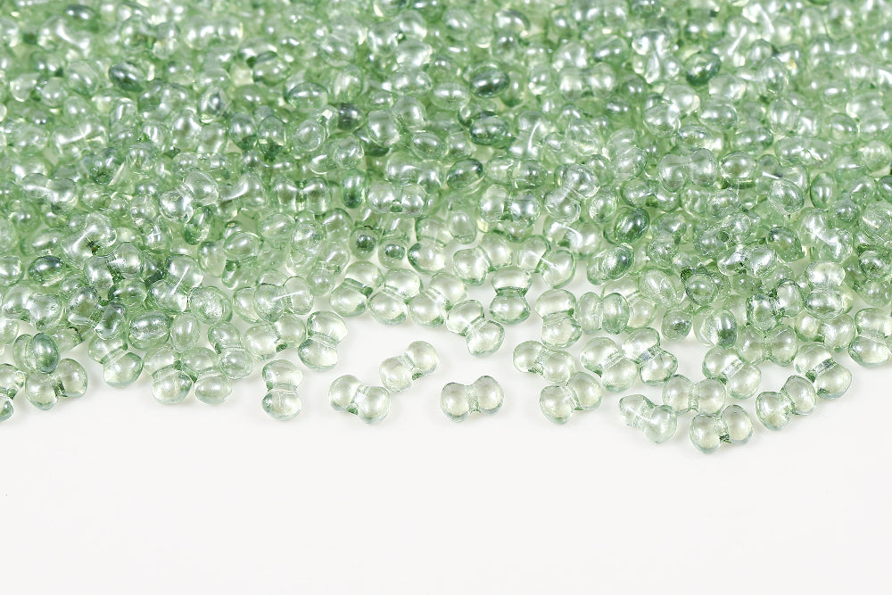 Butterfly 3×4mm Crystal Green Luster 1-Hole Czech Beads