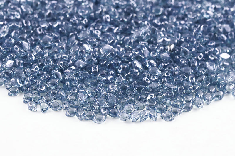 MiniGemduo 6×4mm Crystal Blue Luster 2-Hole Czech Beads