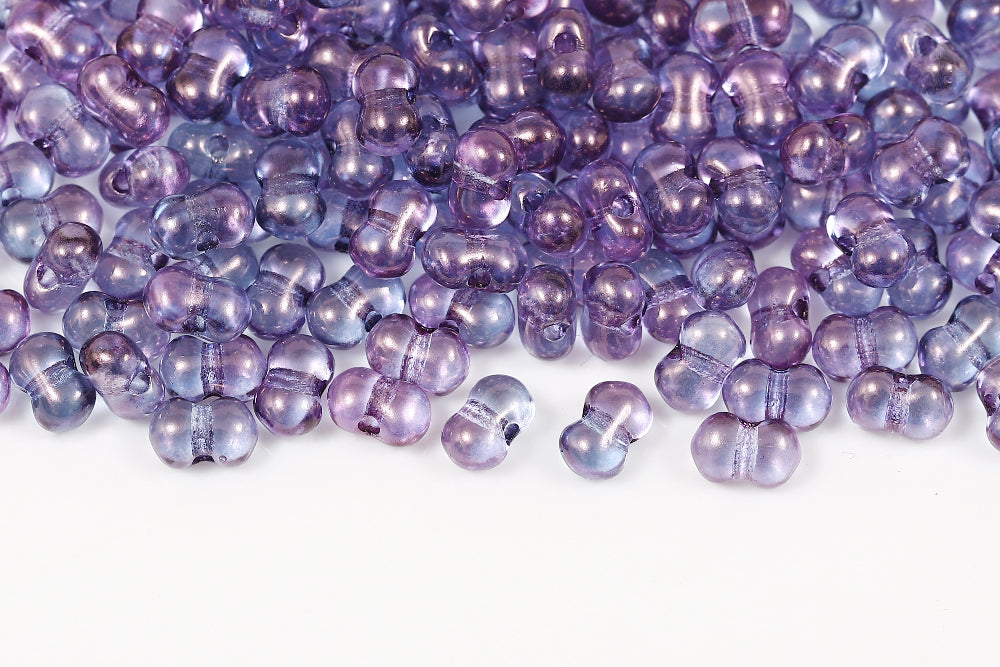 Butterfly 4x6 mm Crystal Lila Luster 1-Hole Czech Beads