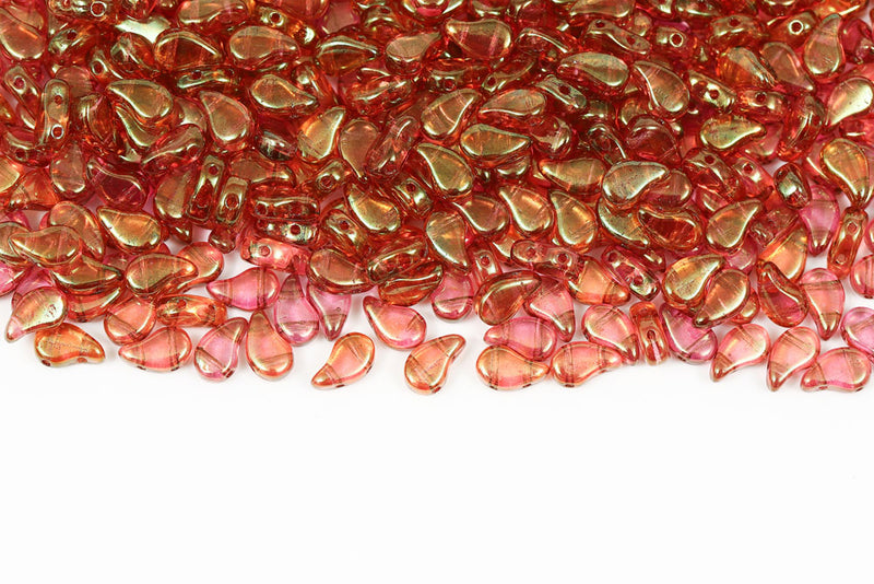 Flatduo 8×5mm Crystal Red Luster 2-Hole Czech Beads