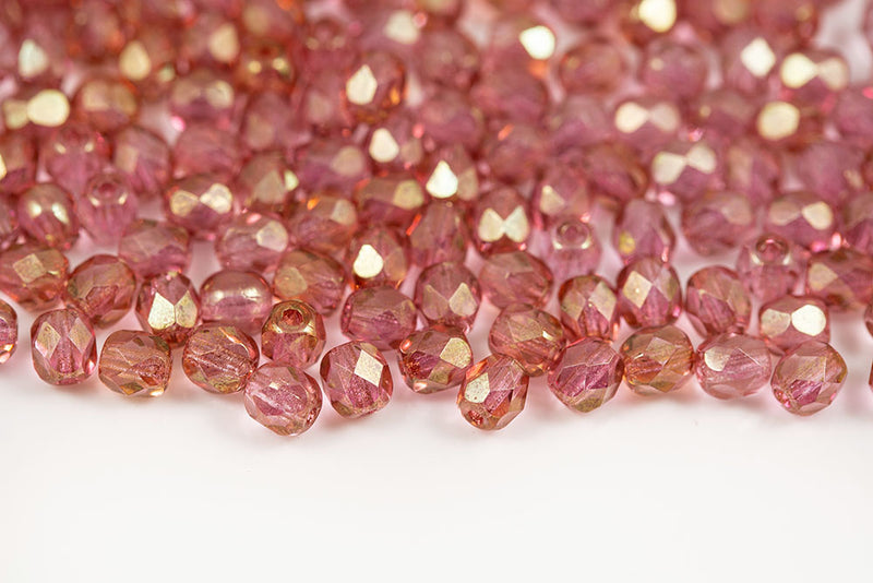Czech Fire Polished 2.0mm Crystal Red Luster Round Beads