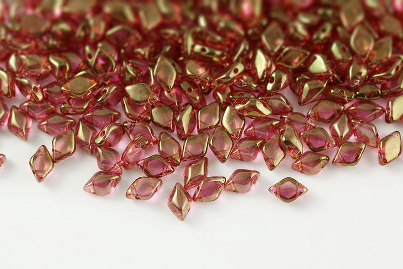 Gemduo 8×5mm Crystal Red Luster 2-Hole Czech Beads
