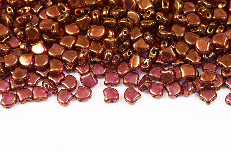 Ginko 7.5×7.5mm Crystal Violet Luster 2-Hole Czech Beads
