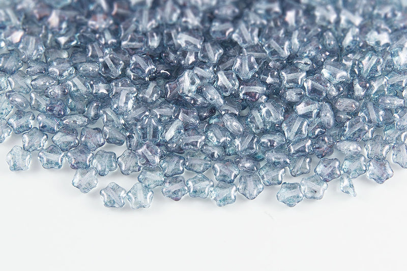 Star 6mm Crystal Blue Terracotta Czech Glass Beads