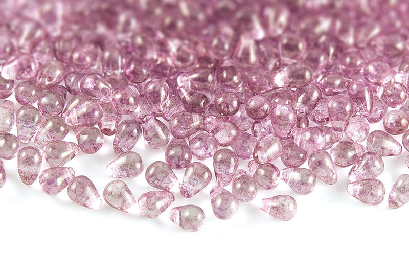 Drops 4×6mm Czech Glass Beads Col.00030-15494-DETAIL