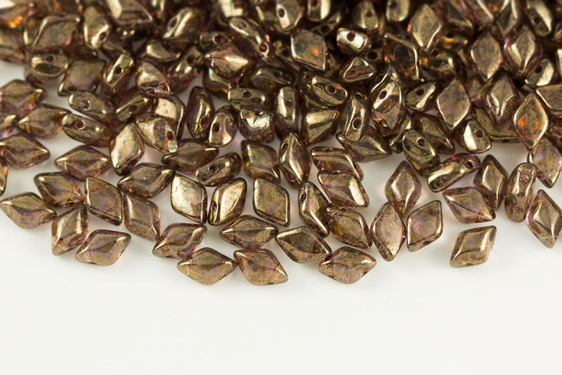 Gemduo 8×5mm Crystal Senegal Brown Purple 2-Hole Czech Beads