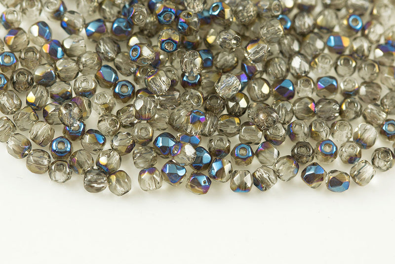Czech Fire Polished 2.0mm Crystal Azuro Round Beads