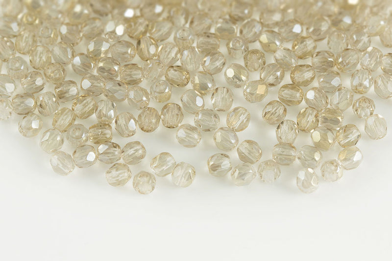 Czech Fire Polished 4mm Crystal Clarit Round Beads