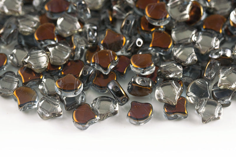 GINKO 7.5×7.5mm Crystal Brown Flare 2-Hole Czech Beads