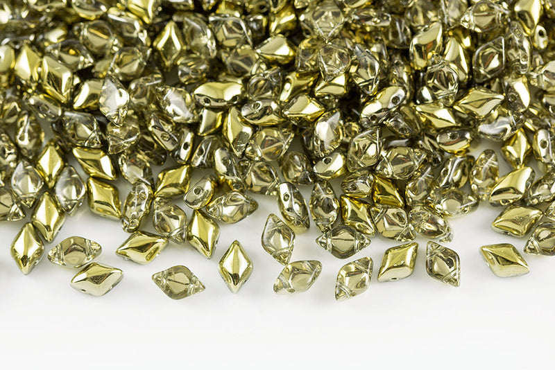 Gemduo 8×5mm Crystal Amber 2-Hole Czech Beads