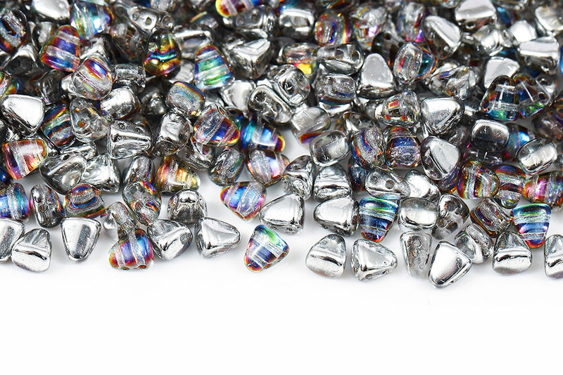 Nib-Bit 6×5mm Backlit Petroleum 2-Hole Czech Beads