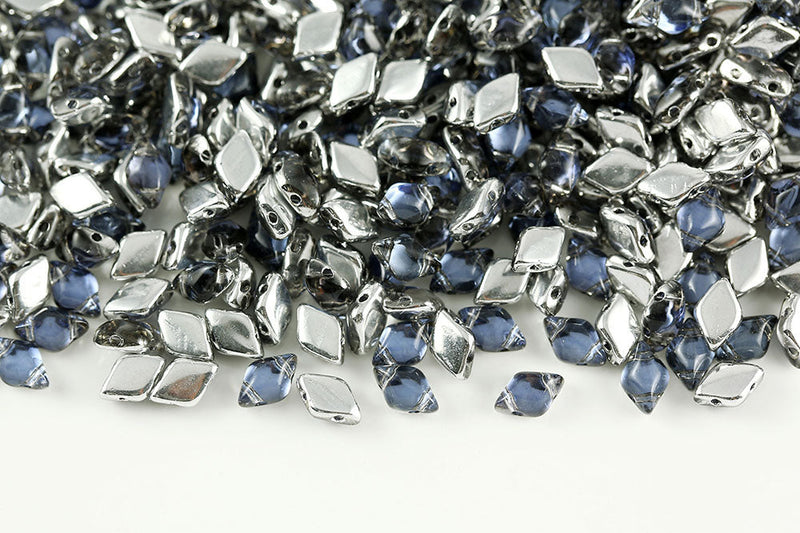 Gemduo 8×5mm Backlit Periwinkle 2-Hole Czech Beads
