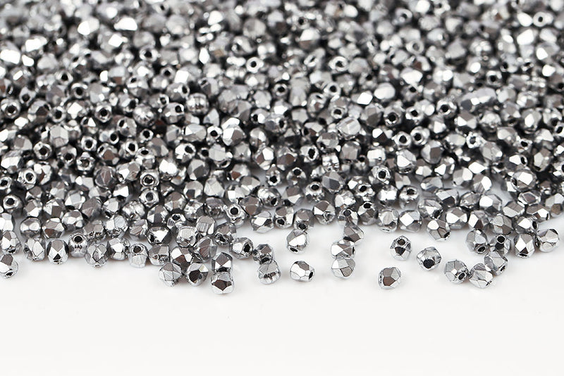 Czech Fire Polished 2.0mm Crystal Labrador Full Round Beads