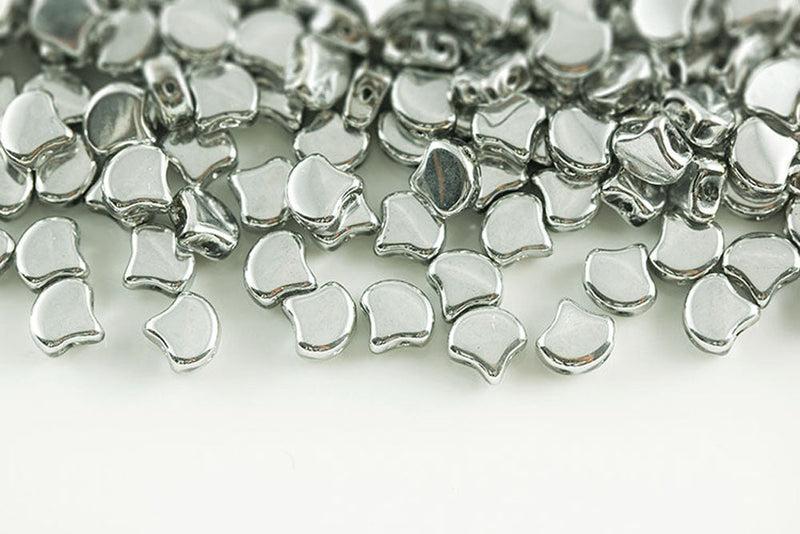 Ginko 7.5×7.5mm Crystal Full Labrador 2-Hole Czech Beads